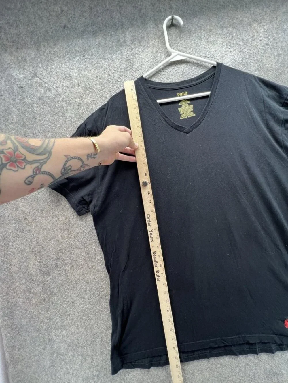 Polo Ralph Lauren Shirt Men XL Black V-Neck Classic Fit Tagless Cotton Tee